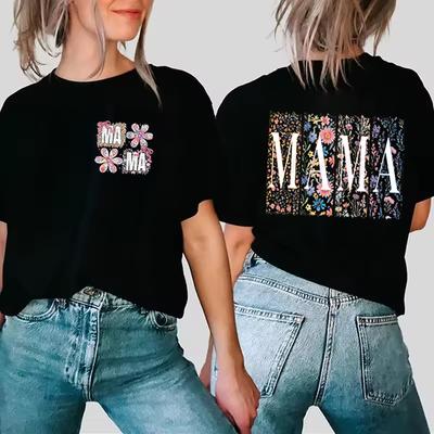 Happy Mother's Day Short Sleeve T-Shirt Vintage Boho Flower Summer Clothes Mama Floral Retro Casual Tops Gift for Mama T Shirts