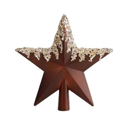 Colorful Christmas Tree Topper Star Plastic Reusable Tree Topper Pentagram Glitter Christmas Tree Ornament