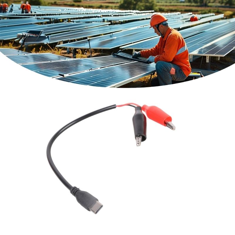 Set of 5 Universal Alligator Clip to Type C Power Cord Charging Solution for Any Device Compatibility Solar Applications