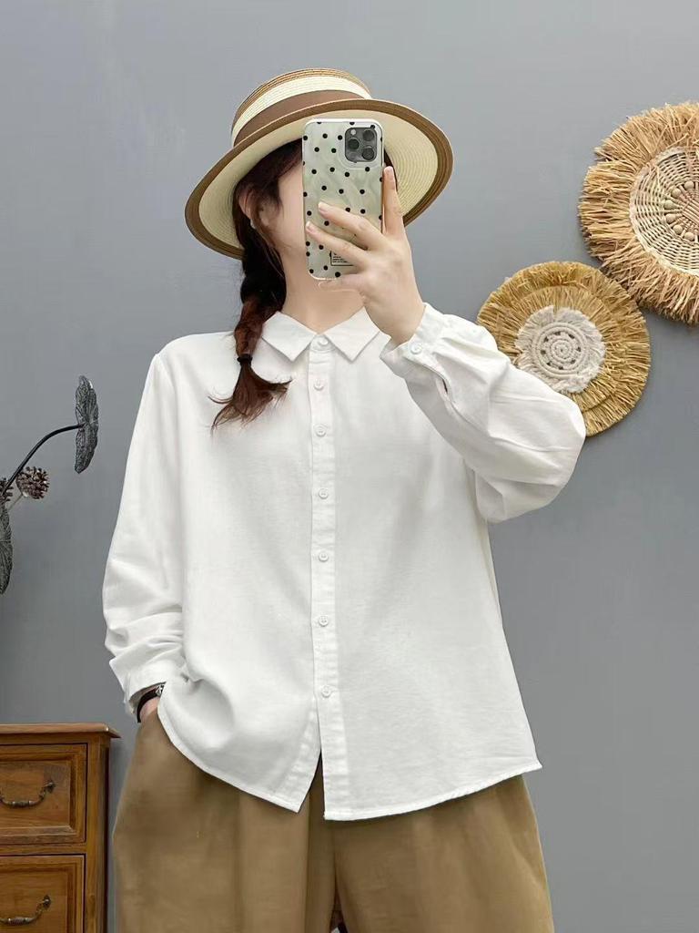 2025 Fall Collection: Korean-Style Embroidered Cotton Long Sleeve Casual Shirt