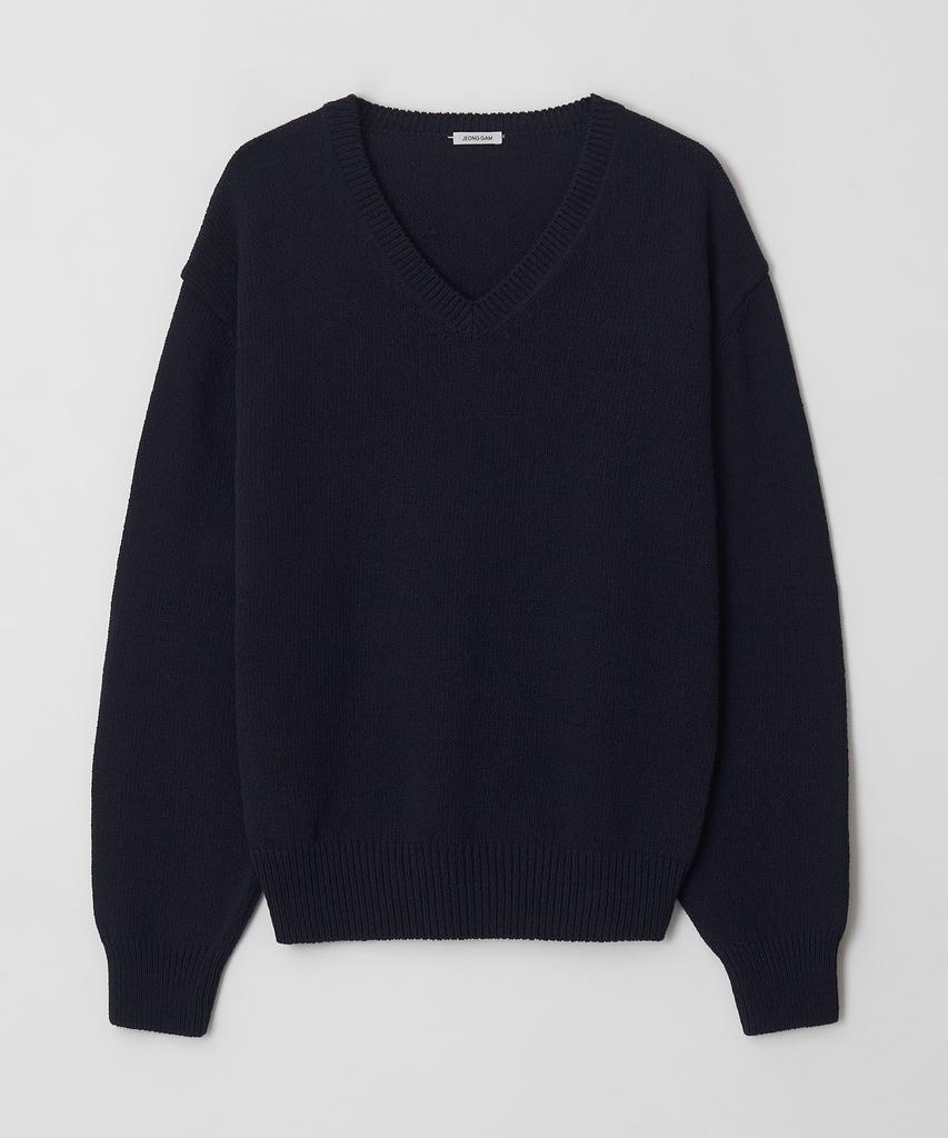 Jeonggamseutyudio Cotton V Neck Knit_5 Color