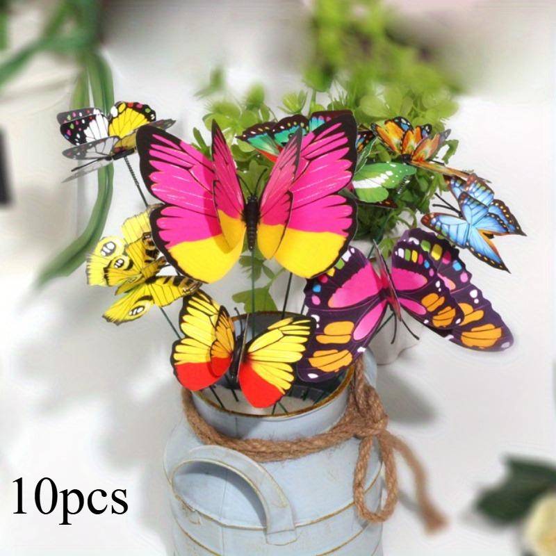 10 Stück 3D-Schmetterlings-Dekorations-Gartenspieße - Elegante & Realistische Dekorations-Auslage - Perfekt für Hochzeiten, Partys und DIY-Bastelarbeiten