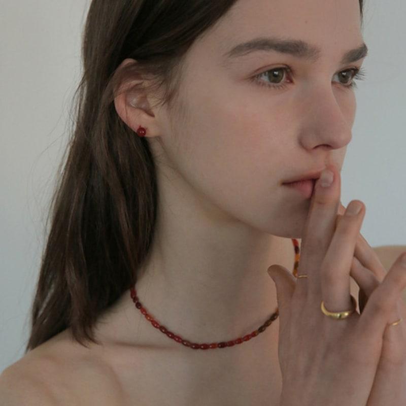 modernlike silver 925 oval red agate necklace