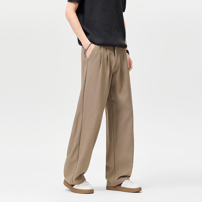 High-end casual pants men's spring and summer new old money style business pants loose straight wide-leg trousers men