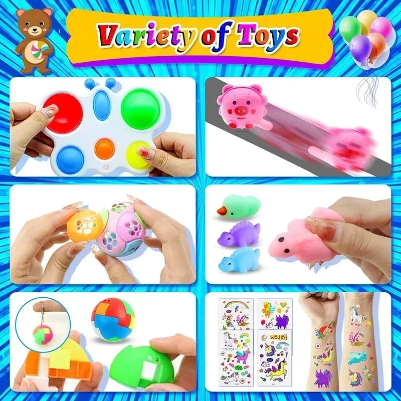120/206 Pezzi Giocattoli Pinata Compleanno Bambini Braccialetti a Scatto Giocattoli Fidget Pop It Giocattoli Premi Carnevale Riempimento Pinata Giocattoli all'Ingrosso Regali per Bambini