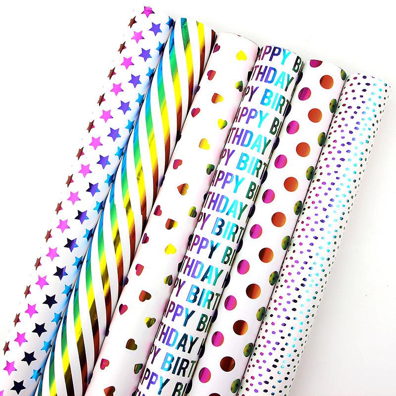 Rainbow Dots & Hearts Birthday Gift Wrapping Paper Set