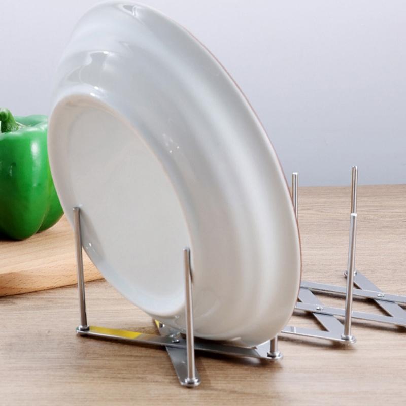 Adjustable Kitchen Rack Stainless Steel Dish Drainer Expandable Utensil Holder Pot Lid Organizer Space Saving Countertop Storage Shelf Drying Rack