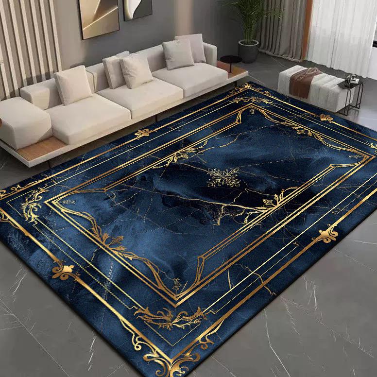 Luxury Large Carpets Living Room Black Gold Decoration Home Sofa Rugs Lounge Bedroom Coffee Tables Anti-skid Floor Mats Washable