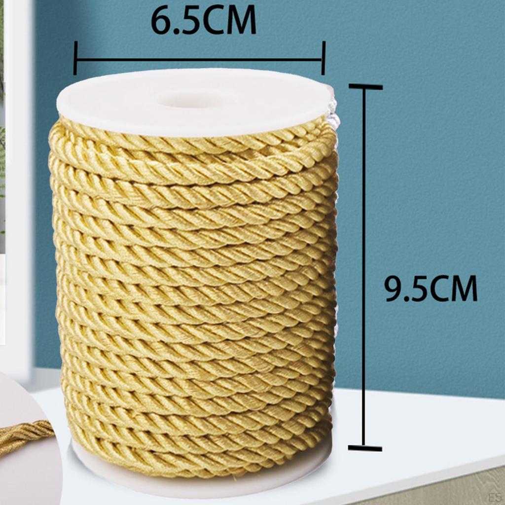 20 Yards gedrehte Kordelschnur 6 mm 3-fach geflochtene dekorative Seide für Weihnachtsfeier Heimdekoration
