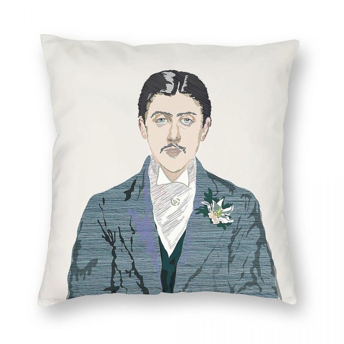 Marcel Proust Portrait Pillowcase Polyester Linen Velvet Creative Zip Decor Car Cushion Case 30x30cm 12x12in