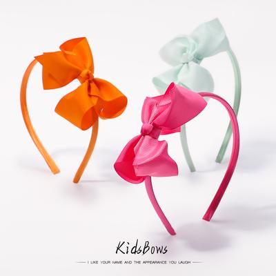 1pcs Solid Color Ribbon Hair Bows Hairbands for Girls Cute Handmade Bowknot Headband Headwear Kids Hair Accessories