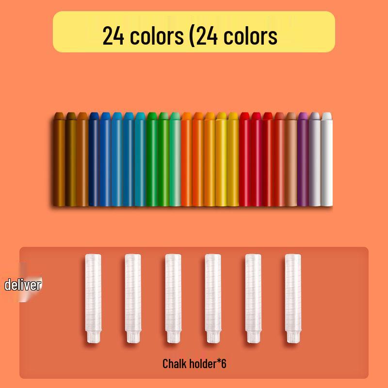 36-Color Dustless Water-Soluble Chalk Set: Odorless, Bright, with Pen Holder Clip for Kids and Teachers