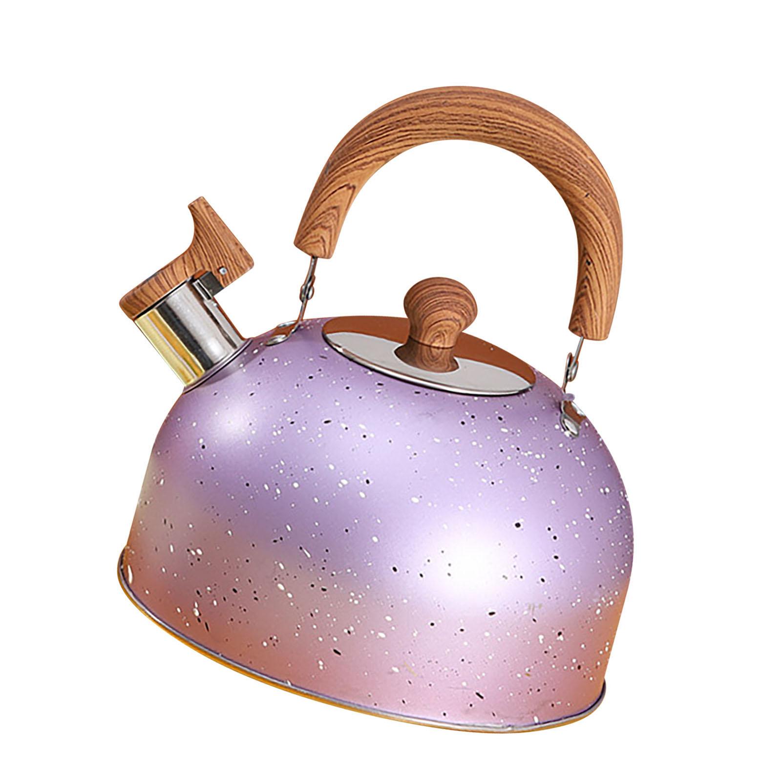 

Чайник для воды из нержавеющей стали со свистком, большой емкости, с плоским дном, для газовой и индукционной плиты, для кипячения воды 2 л фиолетовый