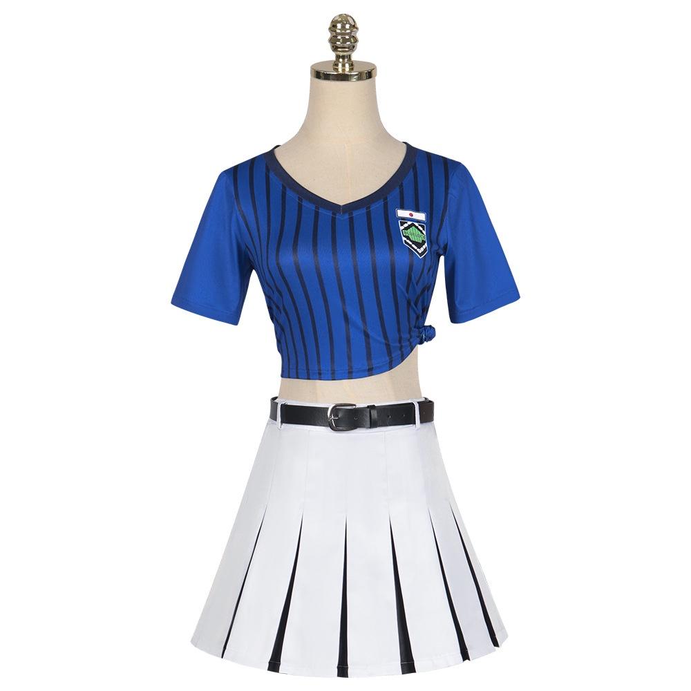 Lock Teieri Blue Anri Cosplay Costume Cheerleading Skirt Dress Uniform Party