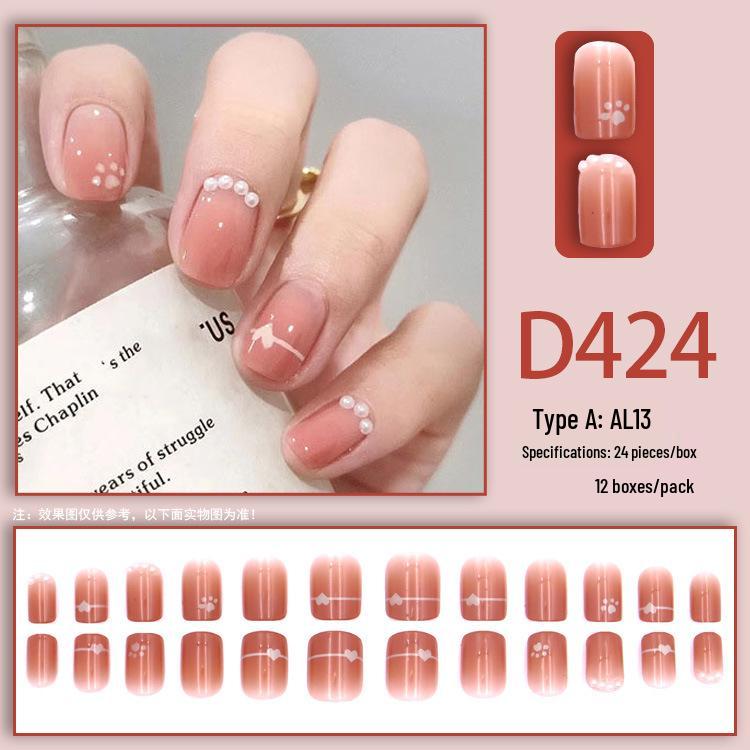 24-Piece Sweetheart Blush Rhinestone Wearable Nails Set