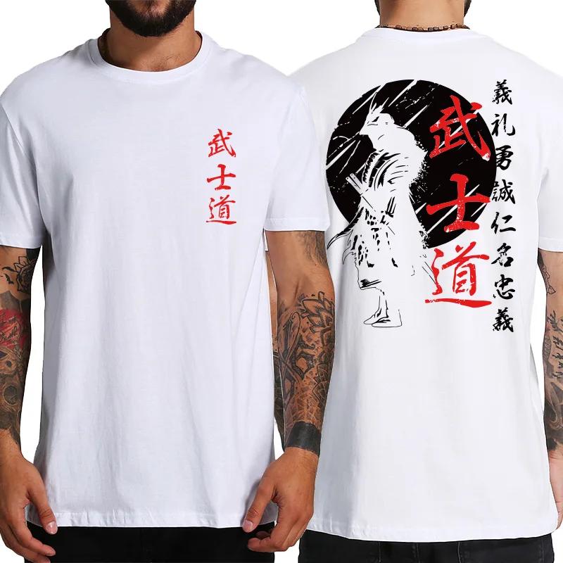 Summer Samurai Spirit Men's T-shirt Japanese style back print loose 100% cotton top T-shirt Samurai Way men's T-shirt
