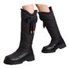 Comfortable Warm Down Fabric Thick Boots High Boots With Thick Heels Long Boots Solid Color Large Snakeskin Boots Women High