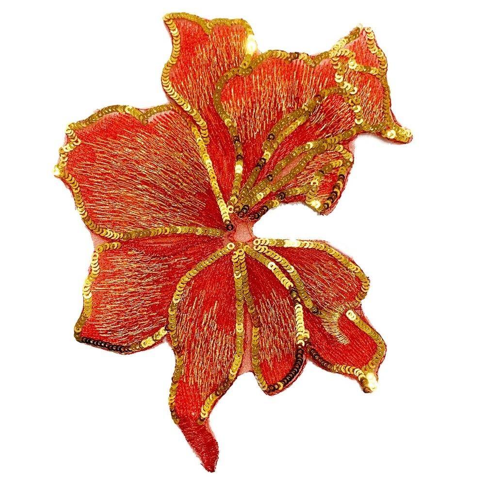 New Big Sequin Flower Applique Sew on DIY 3D Flower Embroidery Patches Lace Trim Mesh Applique Embroidered Applique
