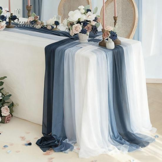 Heat Resistant Table Runner Sheer Flowing Runner, Chiffon Wedding Elegant Solid Color Durable for Dining Home Bridal Shower Party Decor Decorative