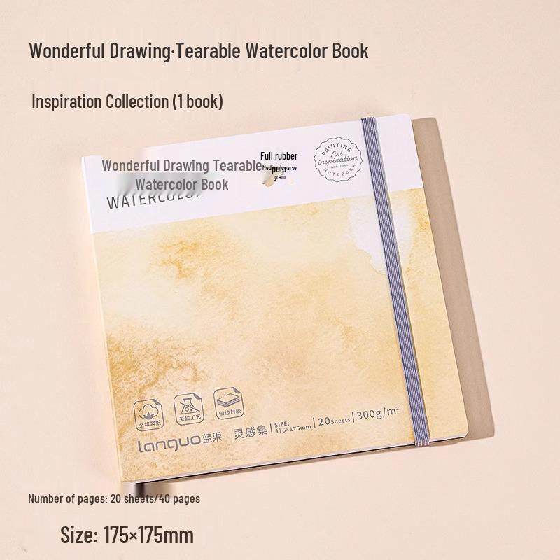 Carnet de schițe acuarelă Fructe Albastre: 300g Bumbac, Pagini Perforate, Colecție Pești, Caiet Gol