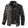 Men's Business and Leisure Plus Size Cotton Workwear Shirt, Autumn Checkered Long Sleeved Shirt