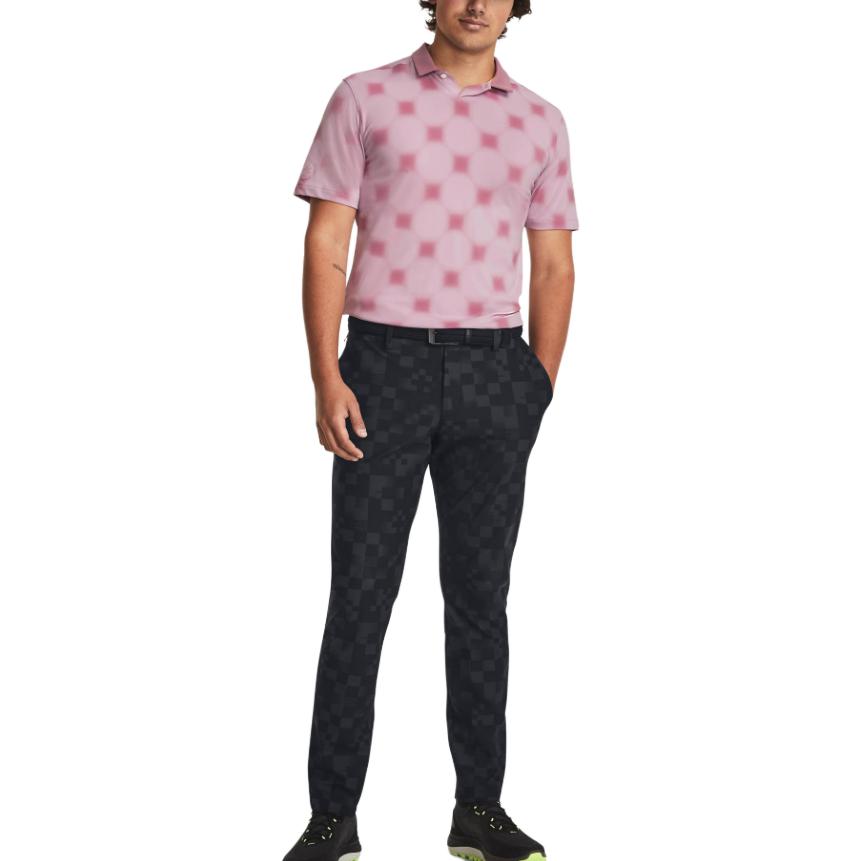 Under Armour Diamond Print All Over Short Sleeve Polo Shirt Men Polo Shirts Pink 1379734-697