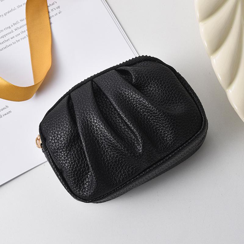 Women's Genuine Leather Pleated Wallet - Double Zipper, Multi-functional Coin Purse