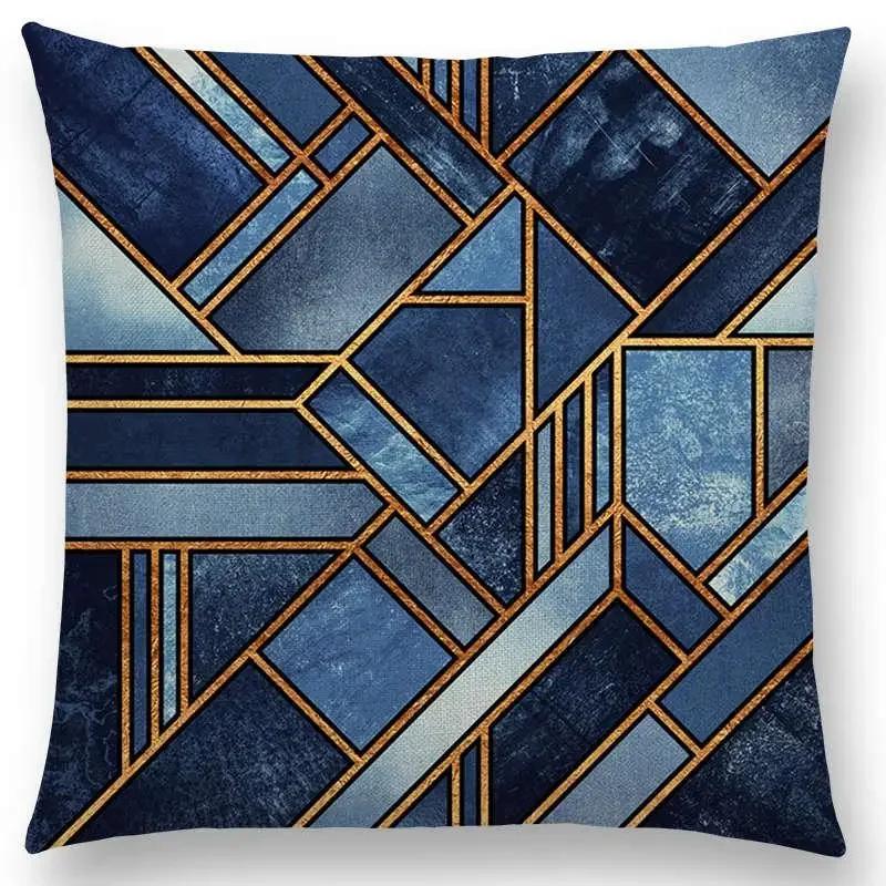 Neu Geo Smaragdblau Himmelblau Schwarze Nacht Gelbe Linien Geometrische Textur Streifen Drucke Auto Kissenbezug Sofa Überwurf Kissenbezug