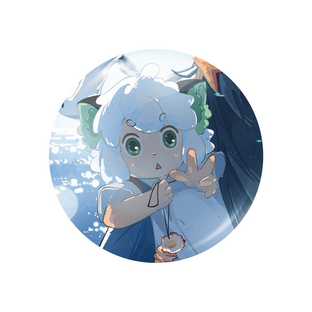 NEW Set of 6 Luo Xiaohei Anime Accessories Keychain Badge Pin Postcard Laser Ticket Bundle Cute Cartoon Gift for Fans