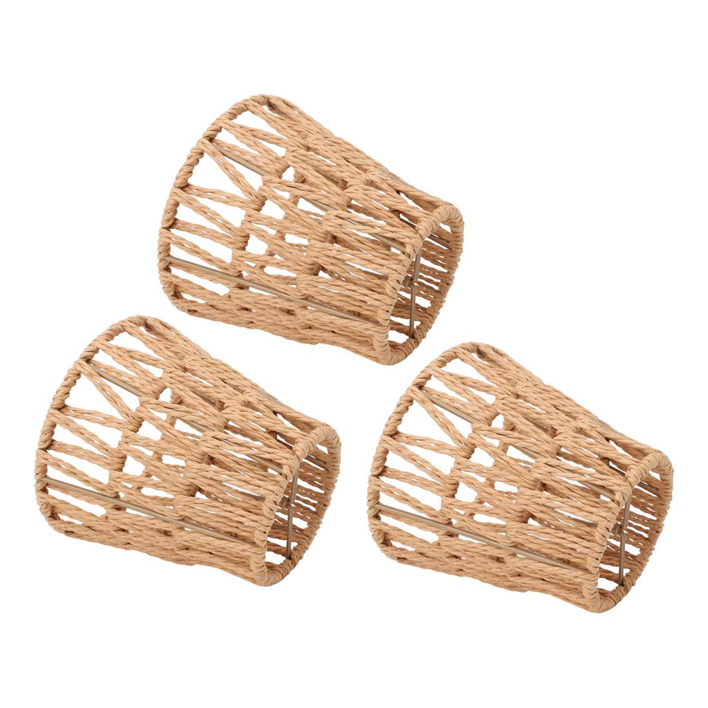3PCS Faux Rattan Lamp Shades Bohemian Style Paper Braided E14 Bulb Clip On Decorative Lampshade for