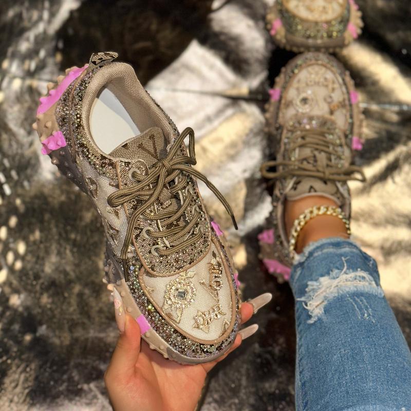Women'S Casual Sneakers Fashion Luxury Rhinestone Ladies Shoes  New Outdoor Platform Female Sports Shoes  Mujer