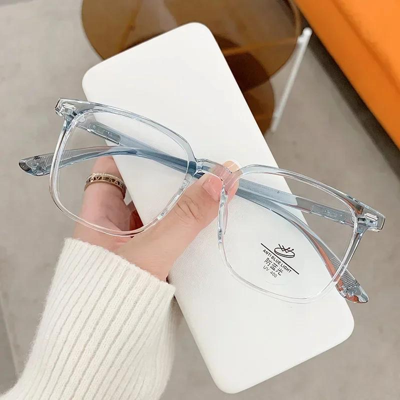 

Женские квадратные очки для близорукости, блокирующие синий свет, новые модные готовые очки для близорукости, очки с диоптриями по рецепту -3.5 синий