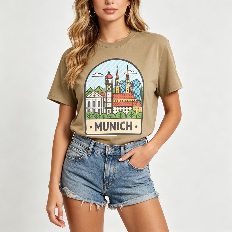 München Skyline Grafik T-Shirt für Unisex Unisex GerUnisexy Reise Souvenir T-Shirt