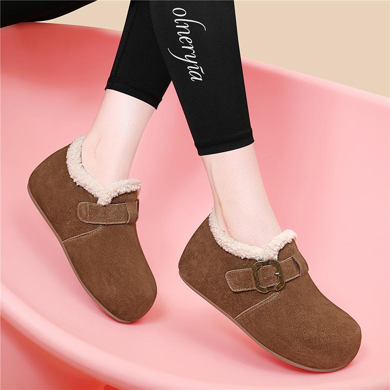 New casual fashion versatile one-pedal Boken shoes women's winter velvet thickened warm cotton shoes