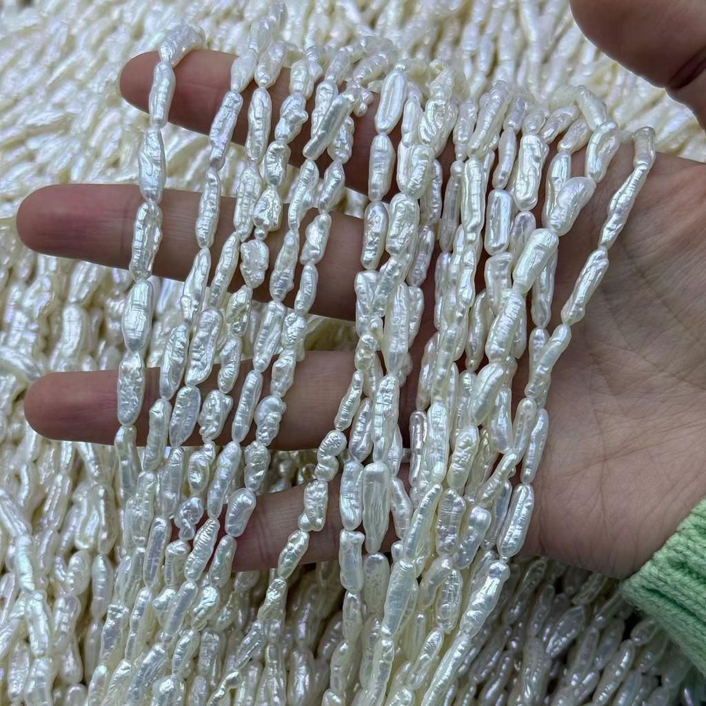 1String, White Natural Freshwater Pearls, Pipa Pearl Beads for Jewelry Making DIY Crafts (Beads 4-5×5-7mm, Length 36cm)