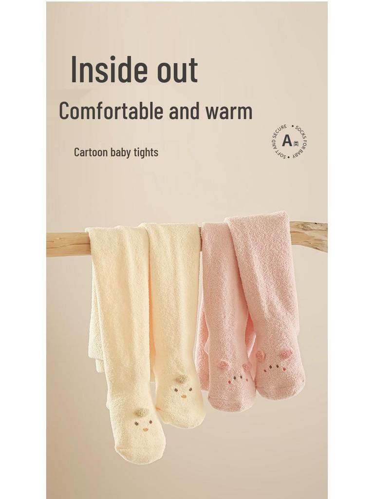 Newborn White Footed Tights: Autumn/Winter Velvet Thickened Big Butt Style for Baby Girls