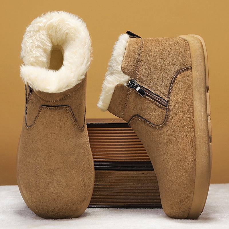 Winter Brown Men Snow Boots Suede Casual Cotton Shoes Outdoor Comfortable Anti-slip Walking Shoes Warm Plush Mens Ankle Boots