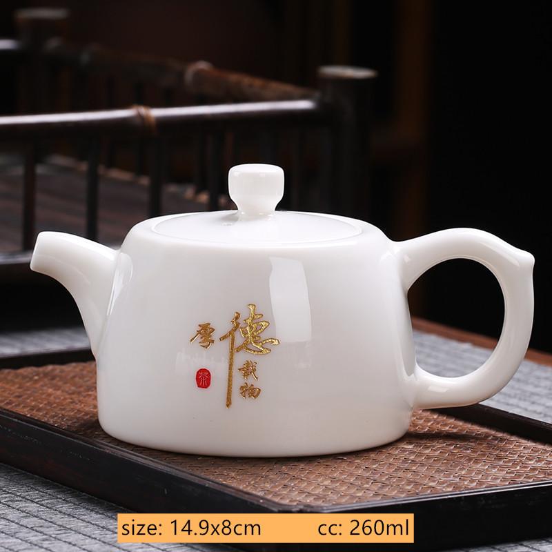 White Porcelain Teapot Custom Ceramic Tea Set Home Beauty Ball Hole Filter Tea Infuser Hand Tracing Gold Kettle Handmade Teaware