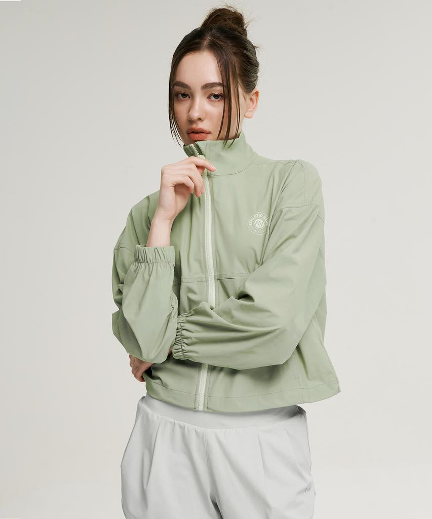 Leijibi Cool Touch Airlight Crop Loose Fit Women'S Zip-Up Rash Guard Olive
