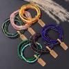 4 Stück/Set Mode Buntes Glasperlen Armband Set Runde Facettierte Türkisstein Perlenarmband Achate 4mm Perlenarmband