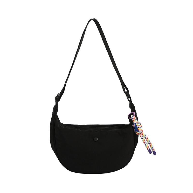 Elegant Nylon Crescent Bag Stylish Streetwear Trendy Design With Stitching Details