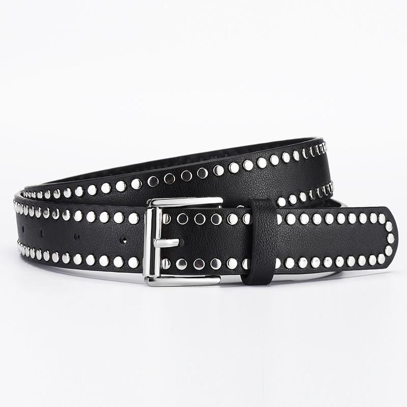 Design Unique Original Pu Leather Belt With Rivet Detailing For Womens Outfits Casual