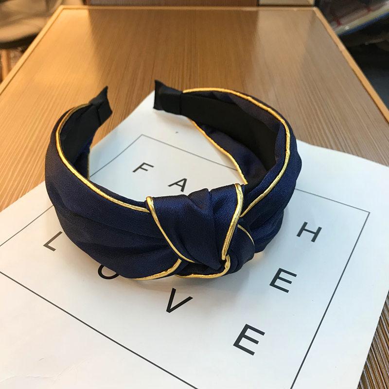 18K Gold Silk Knotted Headband Hairband High Quality Women Bright Satin Fabric Hairband Turban Knot Hair Accessories