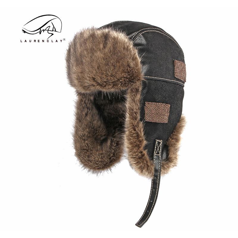 

Мужская зимняя защита ушей, теплая шляпа Lei Feng, кожаная уличная велосипедная мотоциклетная шапка, защита ушей, шляпа пилота, женская L(56-58CM) чёрный