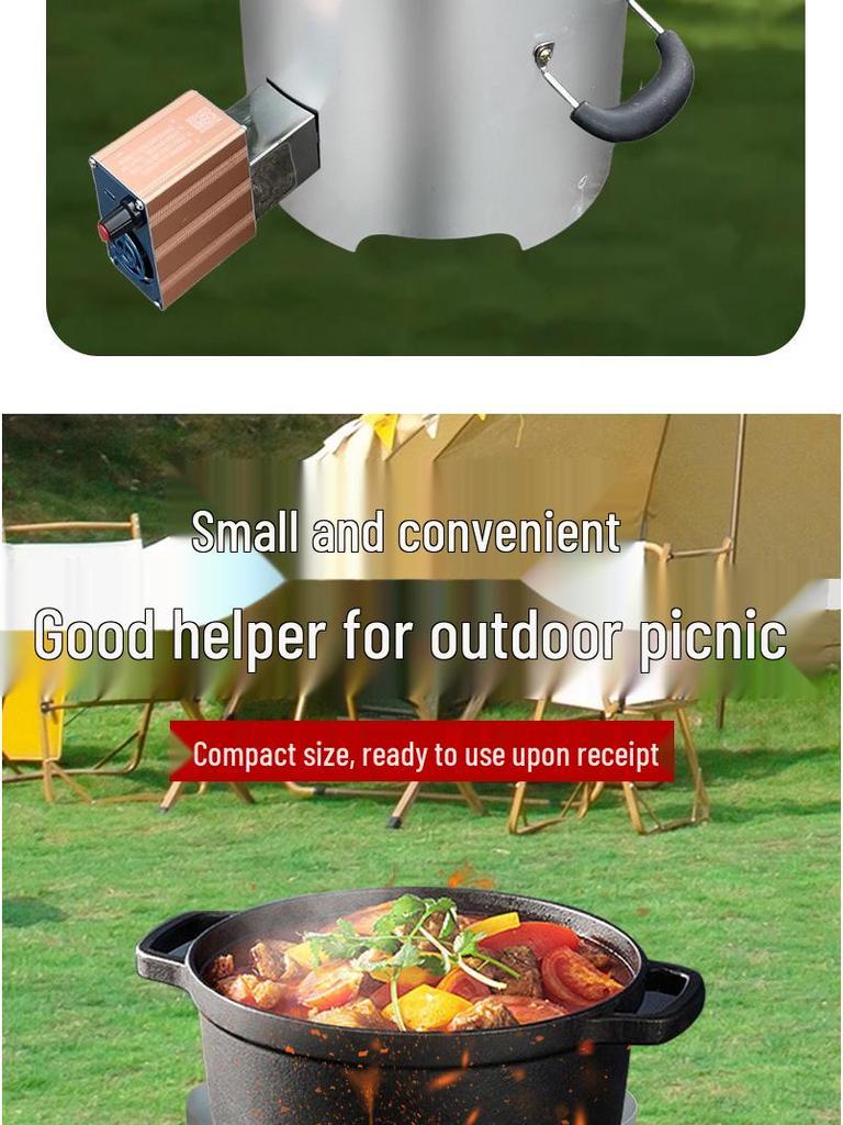 Portable Smokeless Wood-Burning Stove for Outdoor Camping and Rural Home Heating