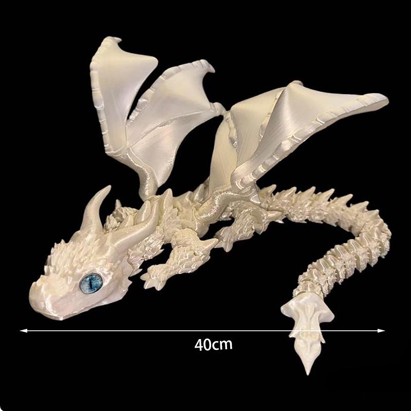 3D-gedruckte geflügelte Kutsche Drachenfigur mit zufälligen Augen Art Deco Harz Drachenskulptur Tischplatte Tierisches Thema Dekorationen