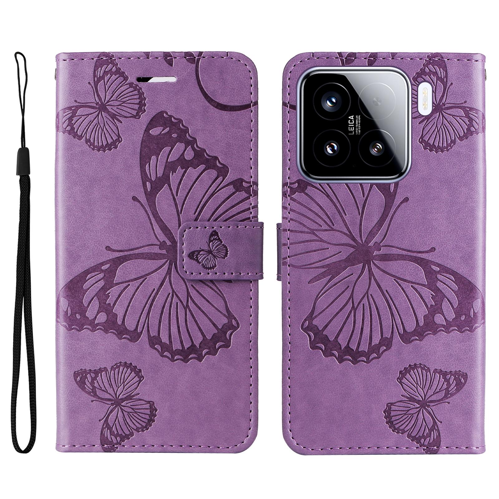 

For Xiaomi 15 Wallet Case Floral Butterfly Imprinted Leather Phone Cover Stand
