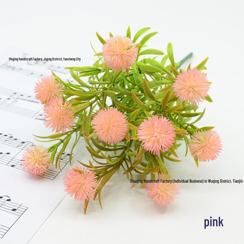 Dandelion Pine Ball Artificial Green Plant Bouquet for Home and Garden Décor