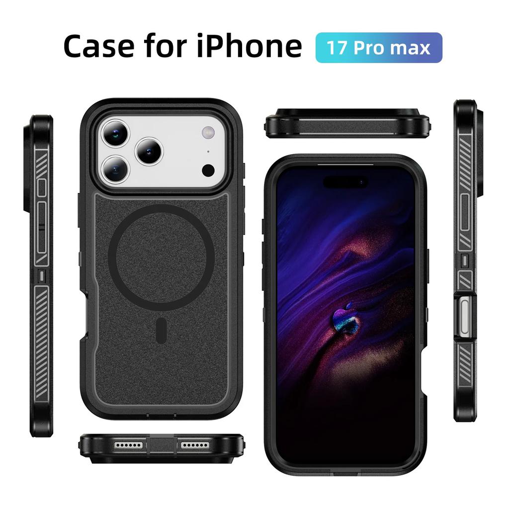 Smooth-Touch Non-slip Ott Armor Box Defender XT Series Magnetic Case for Original IPhone 17 Pro Max 16 15 14 13 12 Anti-Drop Charger Protect Cover