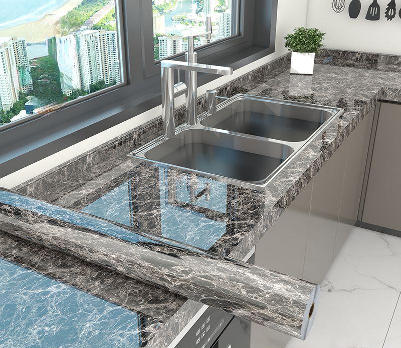 Wall Adhesive Wallpaper for Kitchen Marble Pattern Oil-proof Stickers Kitchen Stove PVC Wallpaper Home Decor Waterproof Film